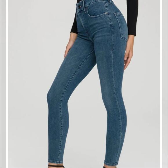 NEW Good American Good Legs Fray Waistband Dark Denim High Waisted Skinny Jean - Picture 11 of 11